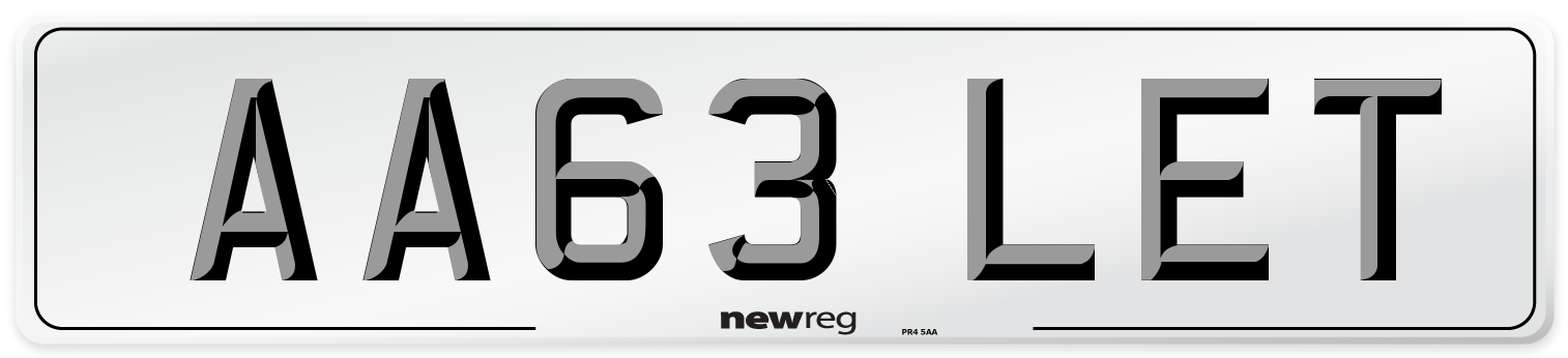 AA63 LET Number Plate from New Reg